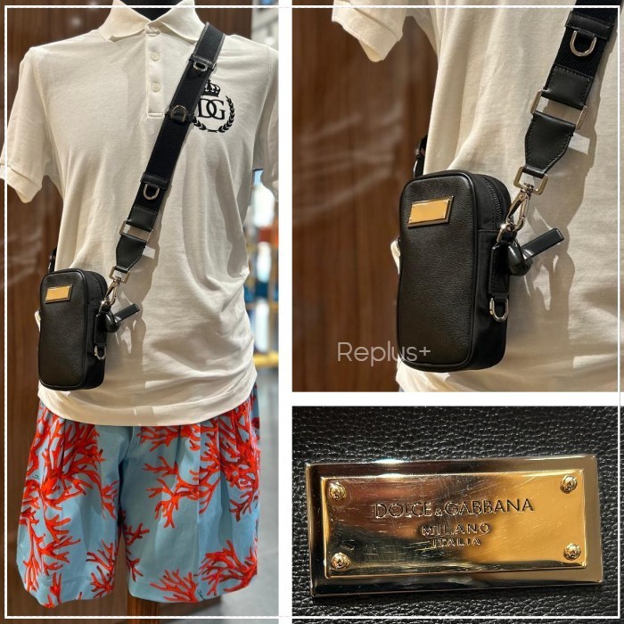 【Dolce&Gabbana】メタルロゴプレート ショルダーバッグ 黒