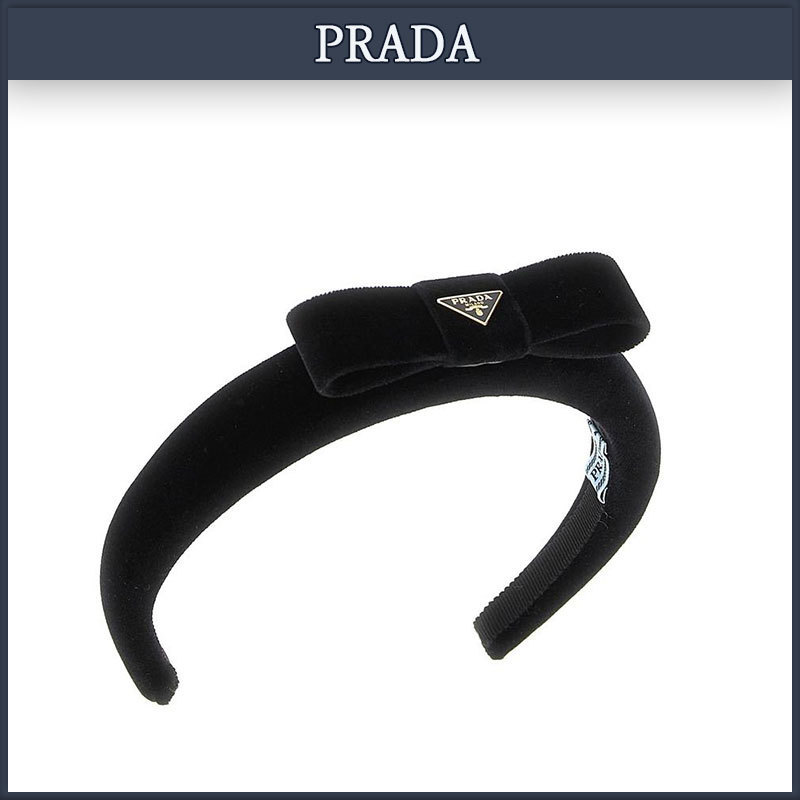 【PRADA】★送料★25SS ロゴ ディテール ベルベット ヘアバンド