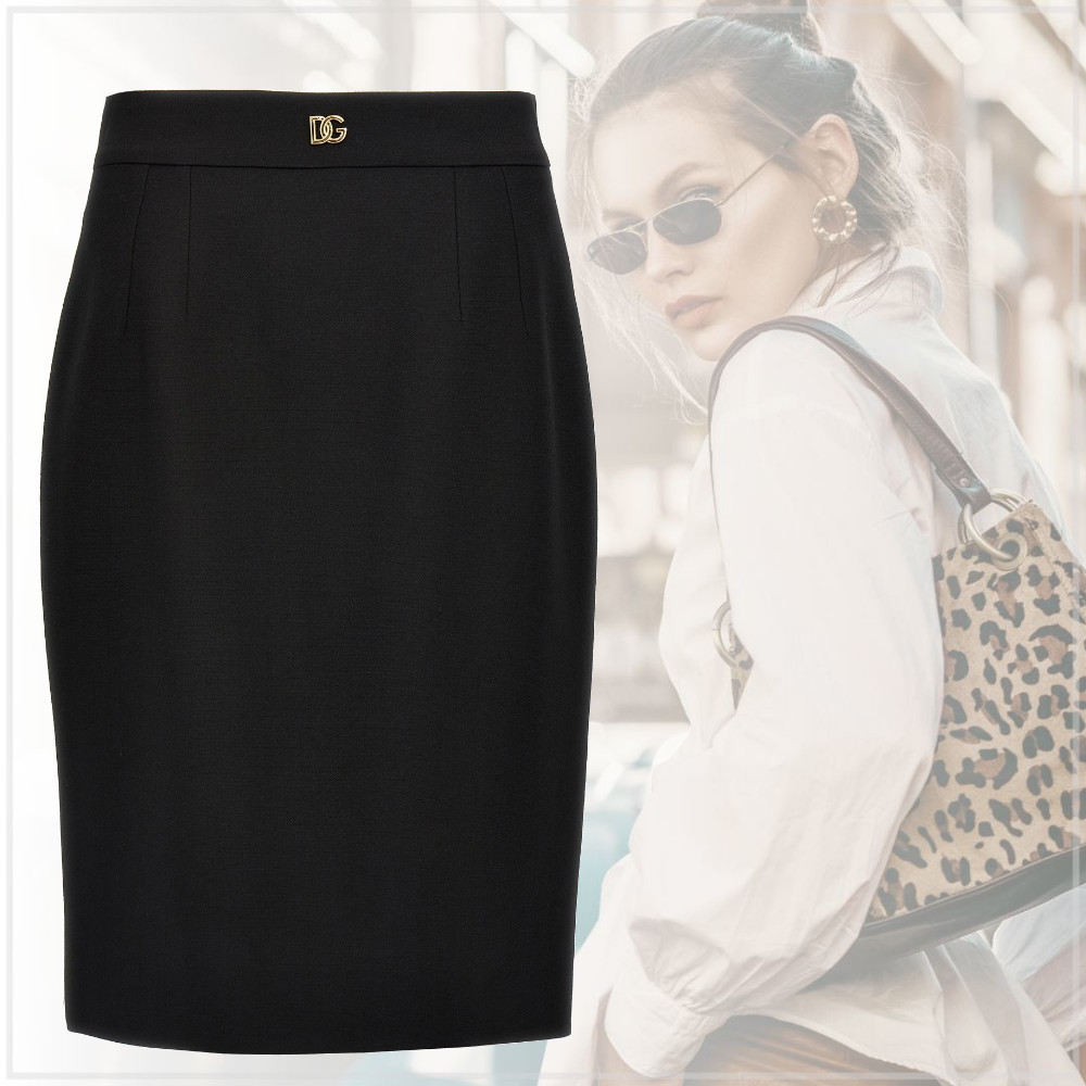 気品【Dolce & Gabbana】DGロゴ ウール ミディペンシルスカート