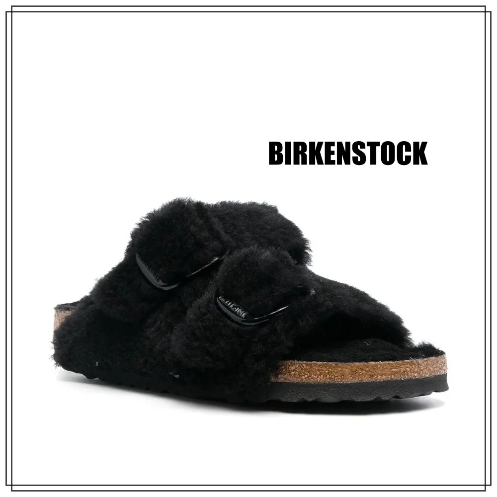 BIRKENSTOCK ブラックムートンフラットサンダル 関税送料込み