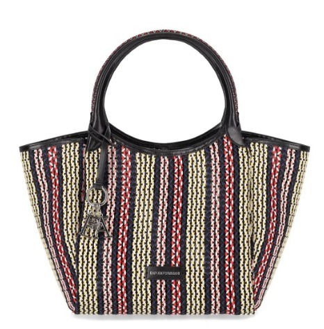 【NEW】EMPORIOARMANI ロゴチャームバスケット織りトートバッグ