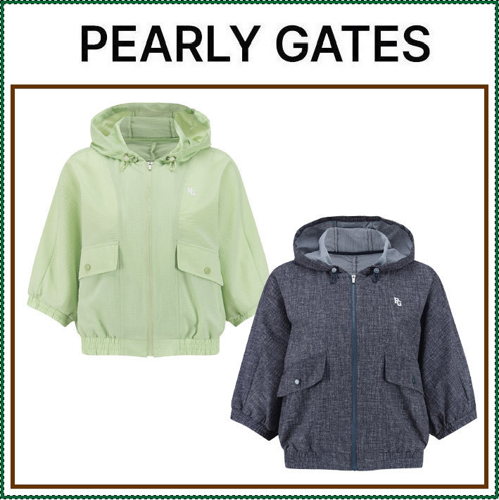 【PEARLY GATES】 Women's Seersucker Dolman Hooded Jumper