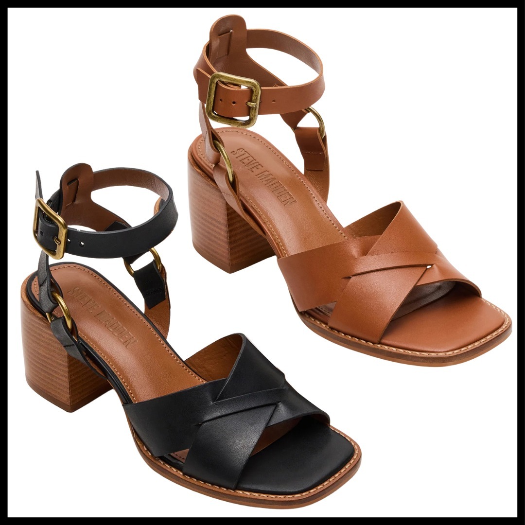 限定! Steve Madden ウッド ブロック ヒール サンダル Truro