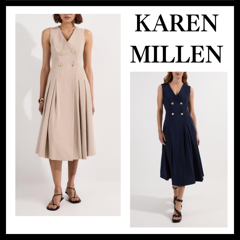 ◆KAREN MILLEN◆ コンパクトストレッチ ボタンテーラードドレス