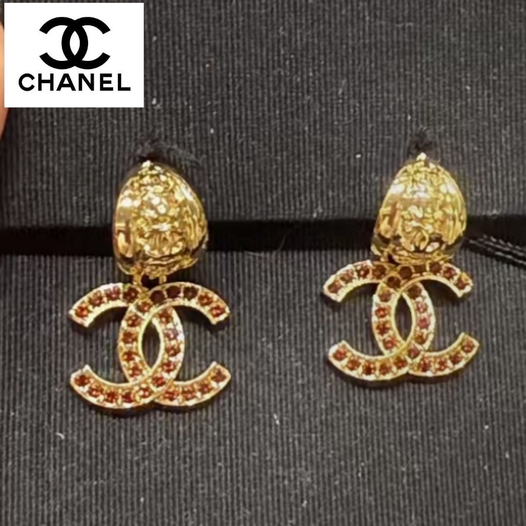 【CHANEL】25A 深みカラーのクリスタル★ ペンダント ピアス