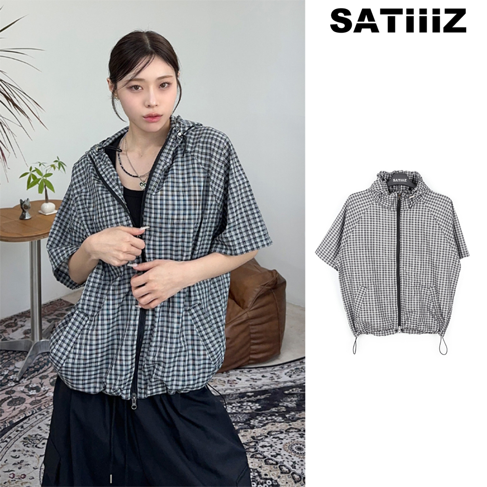 【SATIIIZ】Tove Check Half Jacket