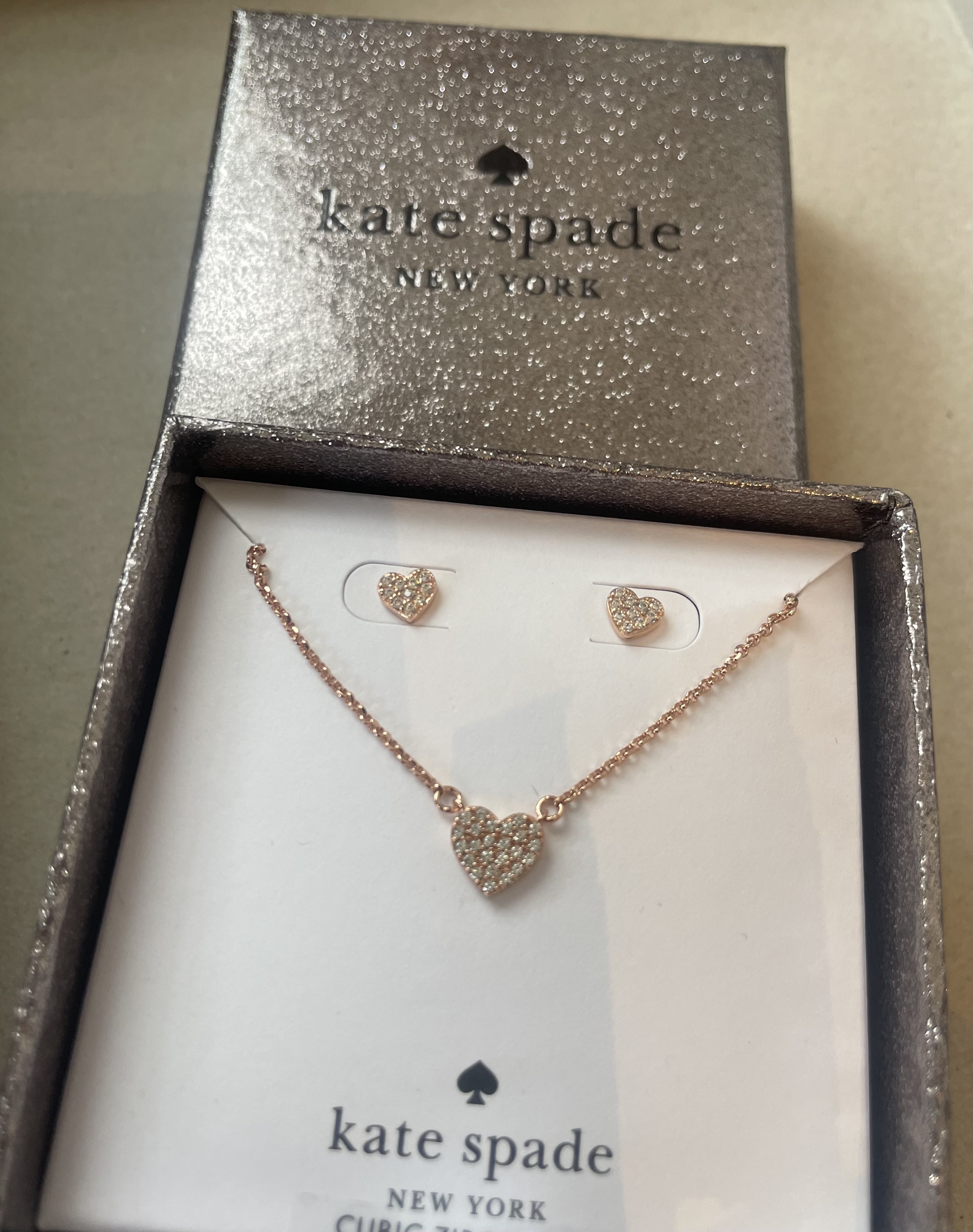 国内発!在庫有! kate spade/BOX付/ピアス&ネックレス/Rose Gold