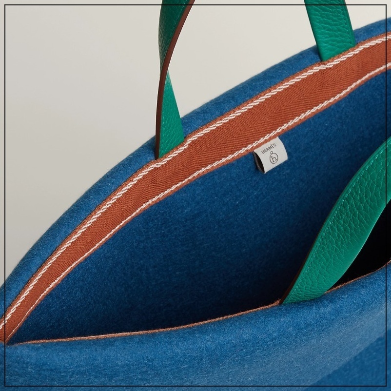 《ハンドルが隠れんぼ》HERMES フェルトとコットンのバッグ