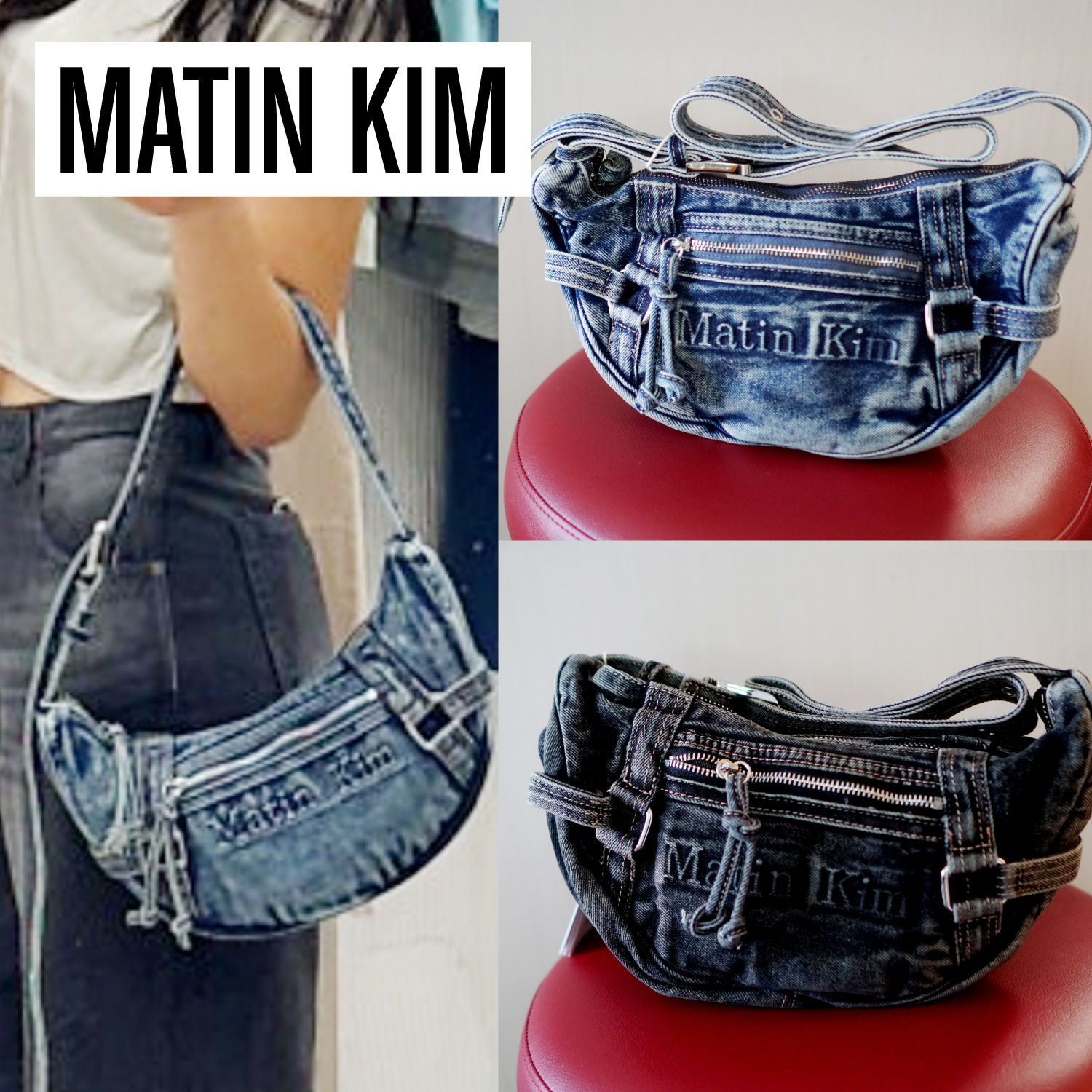 ★ SALE!! ★【Matin Kim】MATIN WASHED DENIM MINI HOBO BAG