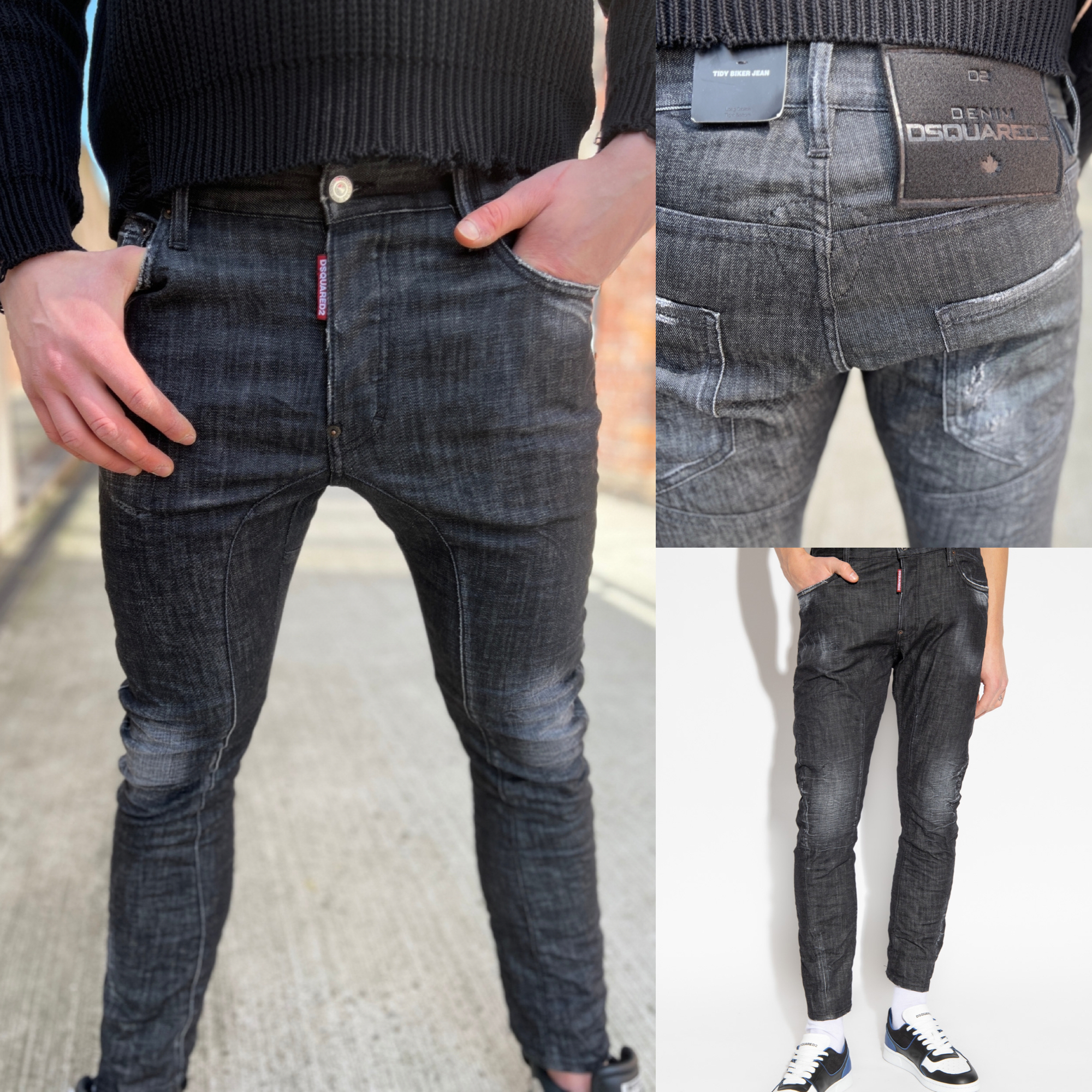 DSQUARED2ディースクエアード 大人気BLACKバイカーデニム