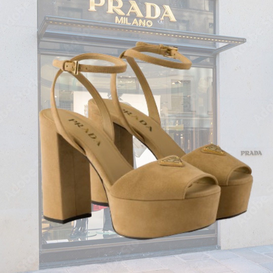 PRADA スエード・プラットフォーム・サンダル
