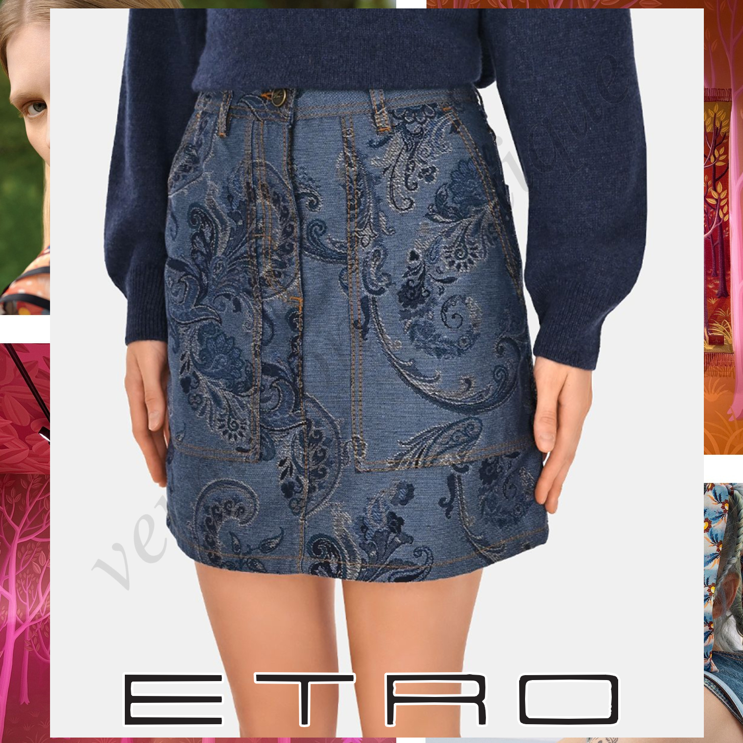 ETRO フローラル ペイズリー ジャカード ミニスカート