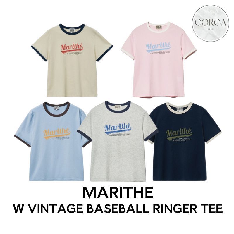 【MARITHE】W VINTAGE BASEBALL RINGER TEE 5COLOR