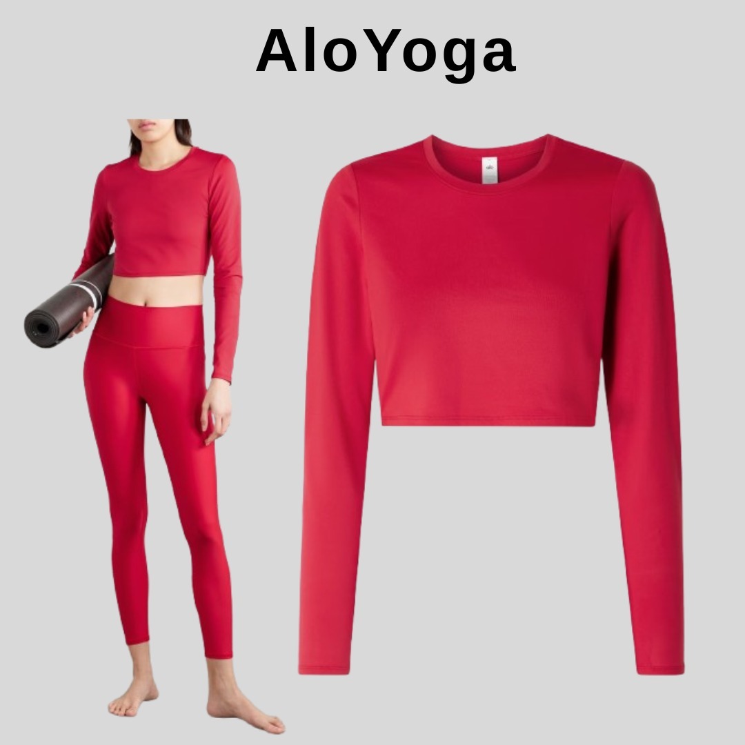 ALO YOGA ストレッチジャージー クロップドトップス【関税なし】