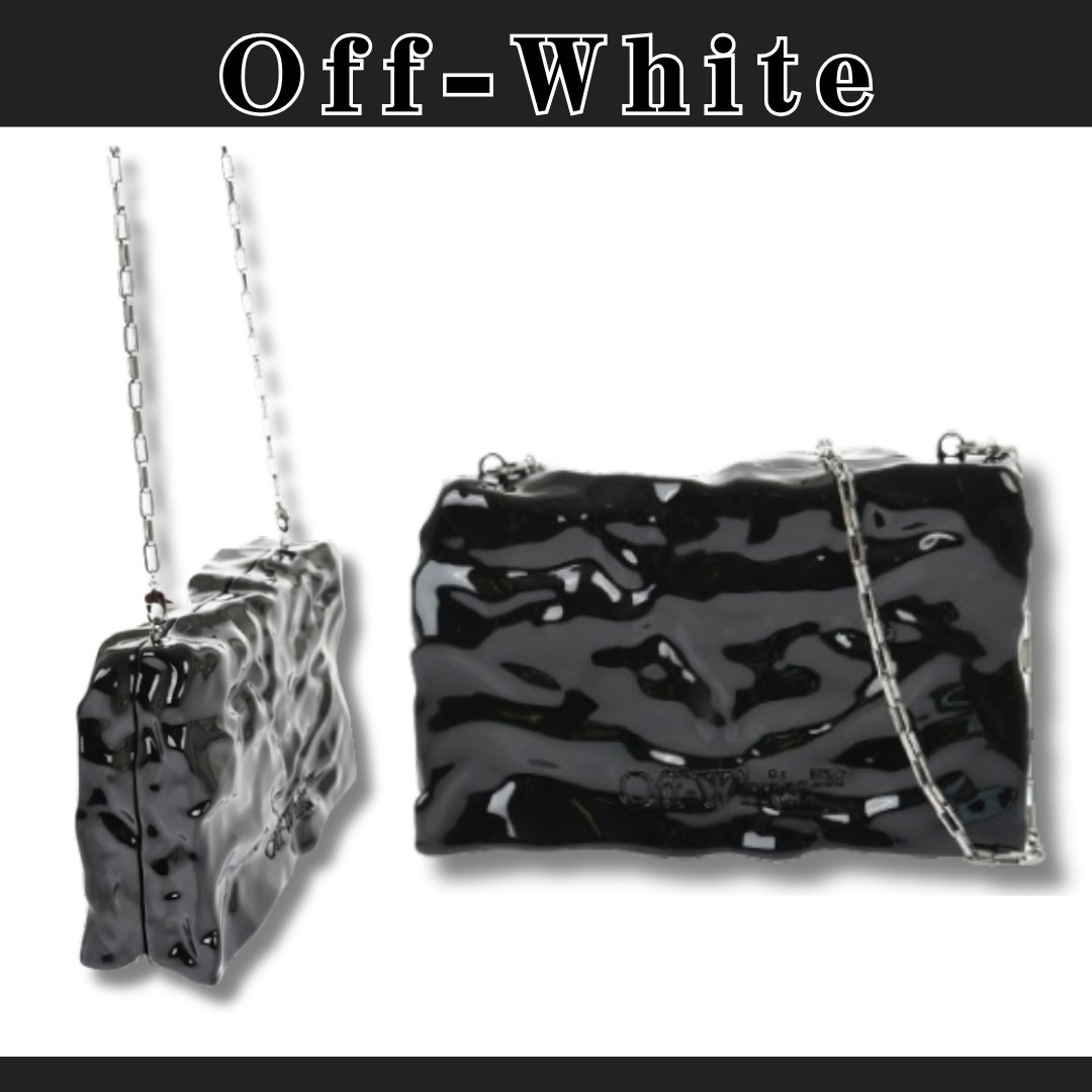 関税送料込【Off-White】Quote テクスチャード クラッチバッグ