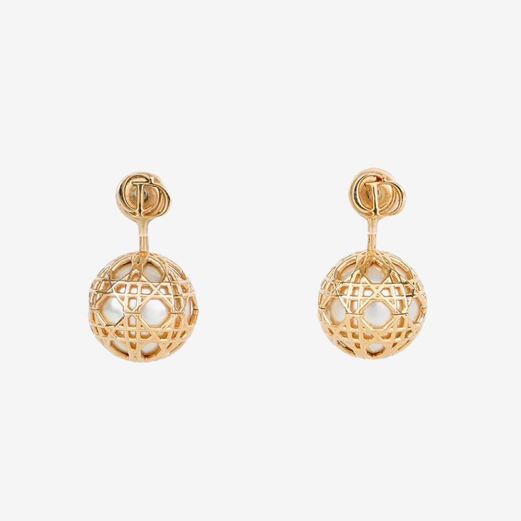 【美品】Dior CDロゴトライバルボールピアス ゴールド