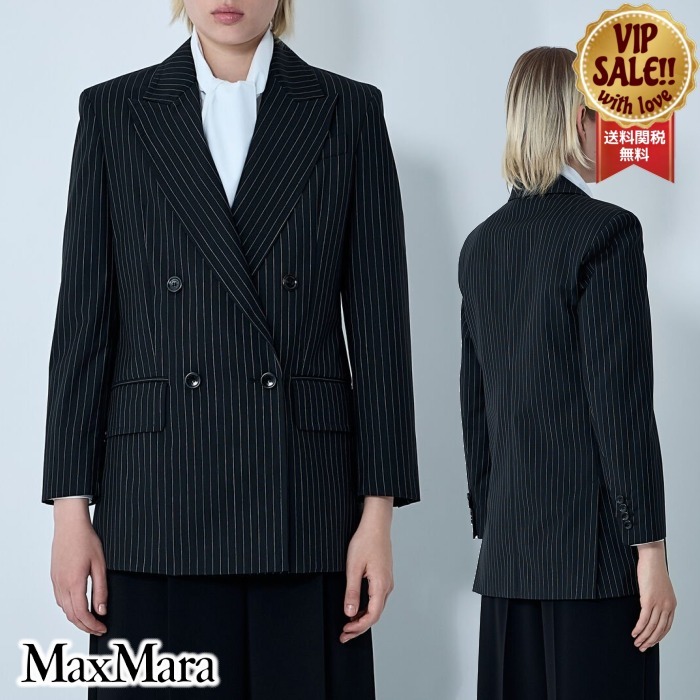 【Max Mara】 Mattia ダブルブレストブレザー ブラック ウール
