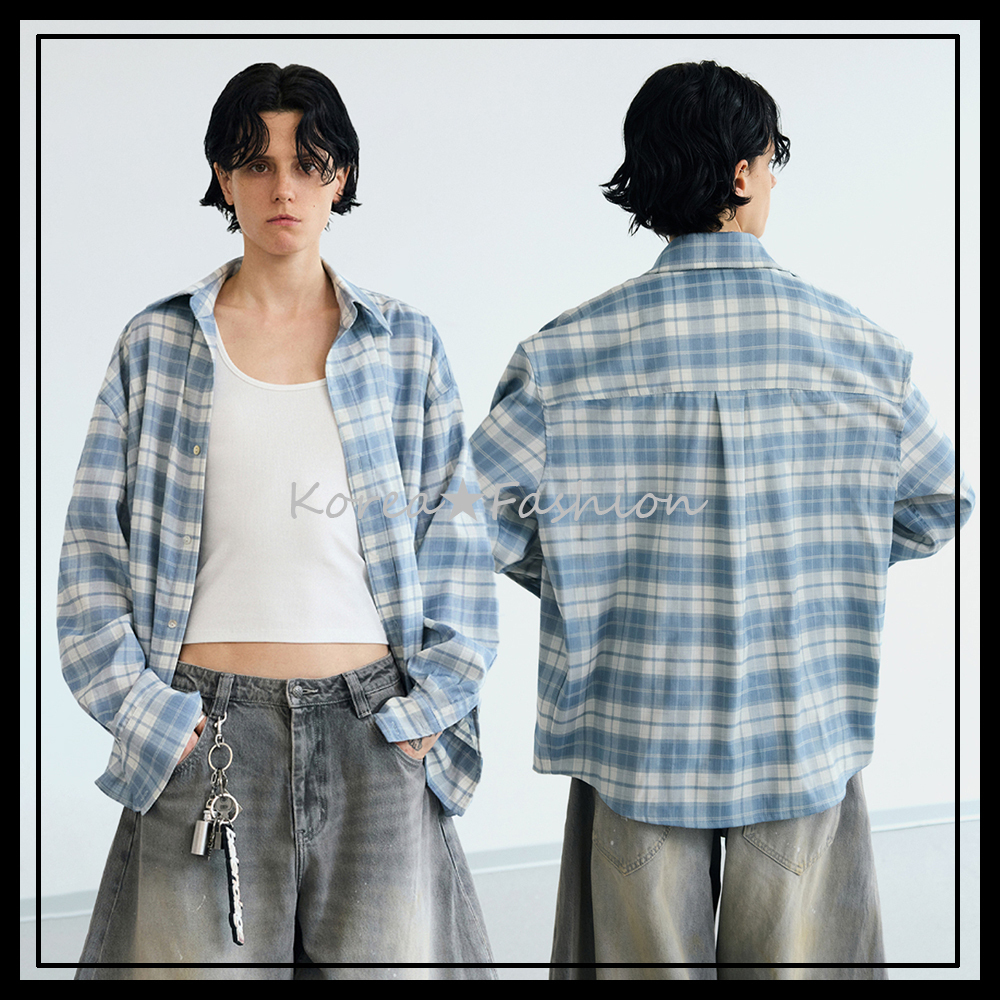 PEOPLESTYLE チェック柄 シャツ 長袖 ルーズ リラックスフィット