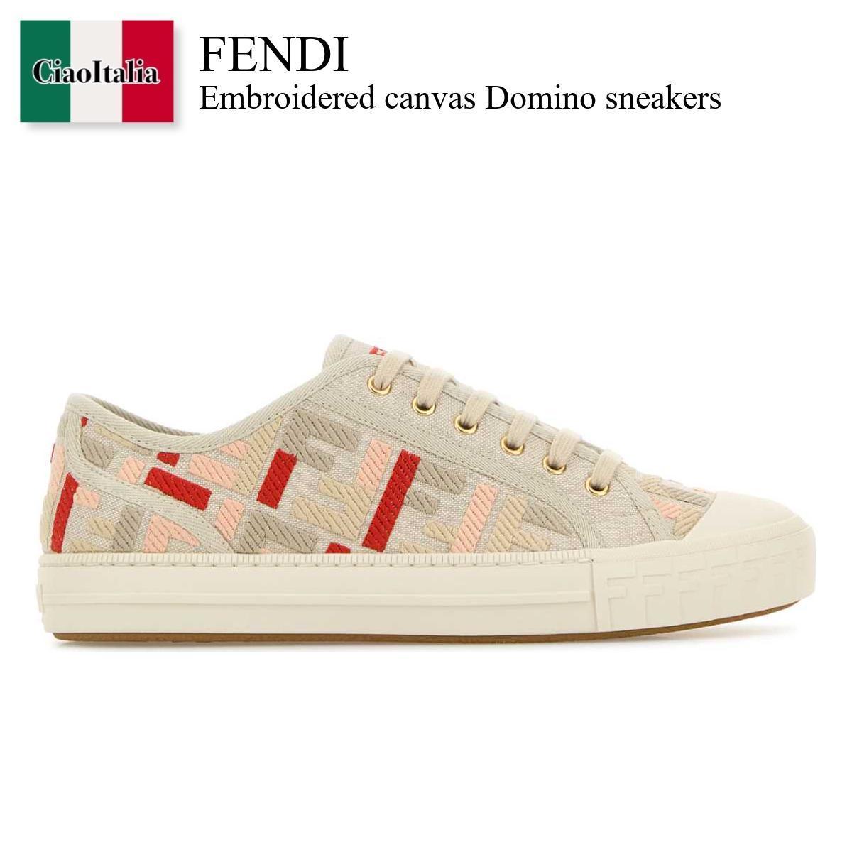 スニーカー Fendi Embroidered Canvas Domino Sneakers