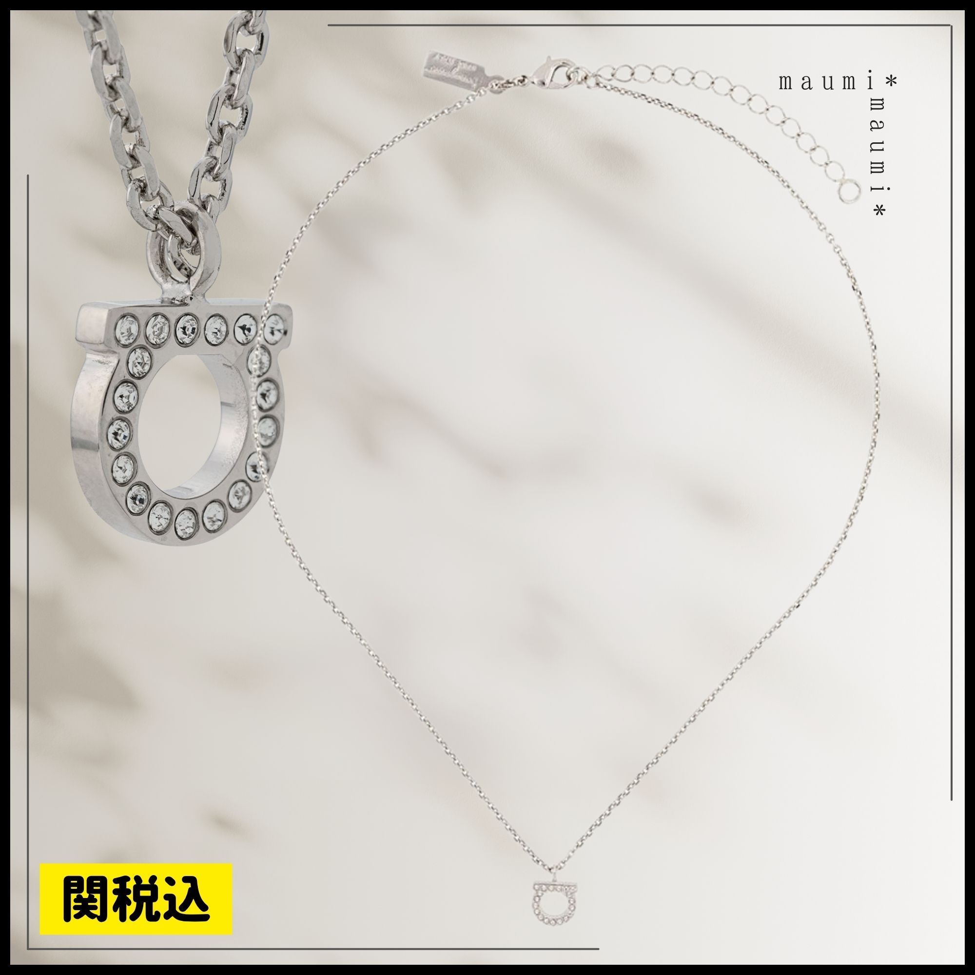 関税込/FERRAGAMOフェラガモ ガンチーニ クリスタルネックレス S