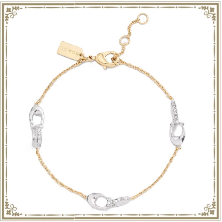 即納!!【COACH】パヴェ シグネチャー チェーン ブレスレット