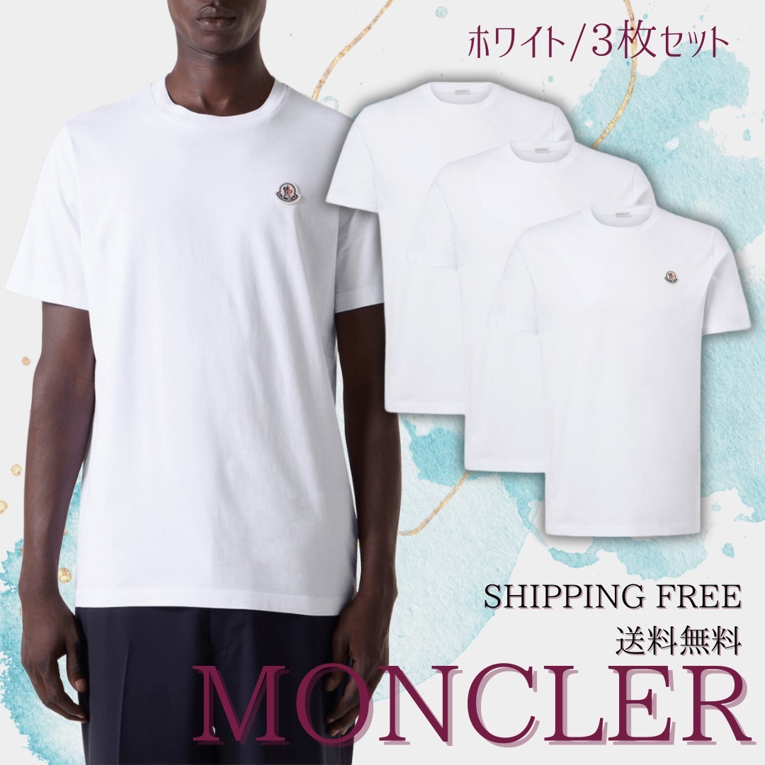 海外限定*MONCLER*メンズ ロゴ Tシャツ ３枚セット ホワイト