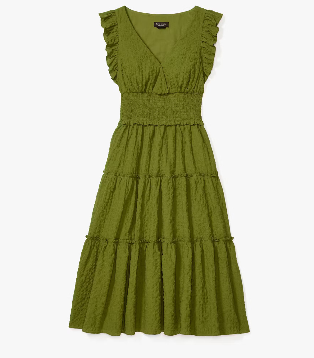 Kate Spade フラッタースリーブティアードミディドレス