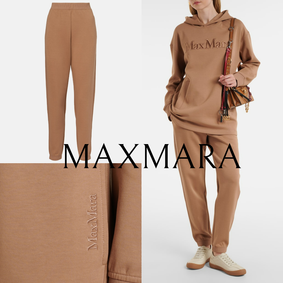 新作*MAXMARA*ロゴ刺繍入り スウェットパンツ キャメル Violeto
