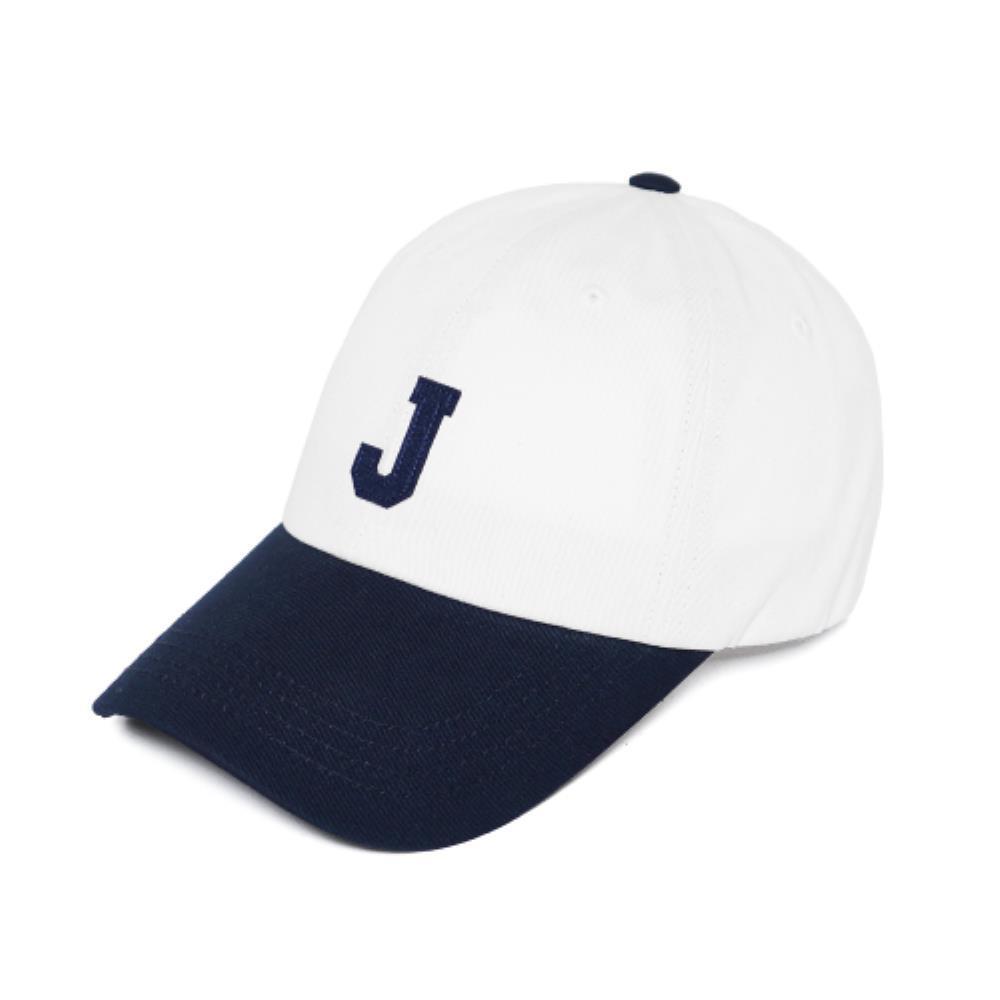 ◆VERUTUM◆ J Initial Two-Tone Ball Cap White Navy HW-BC224/