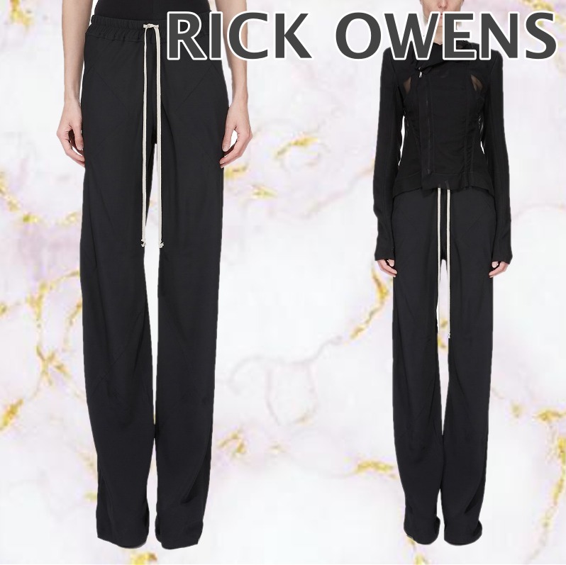 【RICK OWENS】ブラック ドローストリングバイアスパンツ