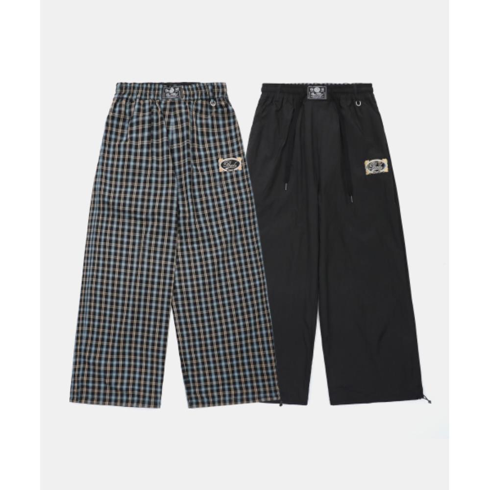 ◆BADBLOOD◆ Vintage Club Nylon Reversible Track Pants Check