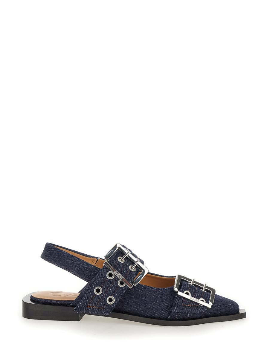 【関税＆送料込み】Ganni Blue Ballet Shoes With Double Buck