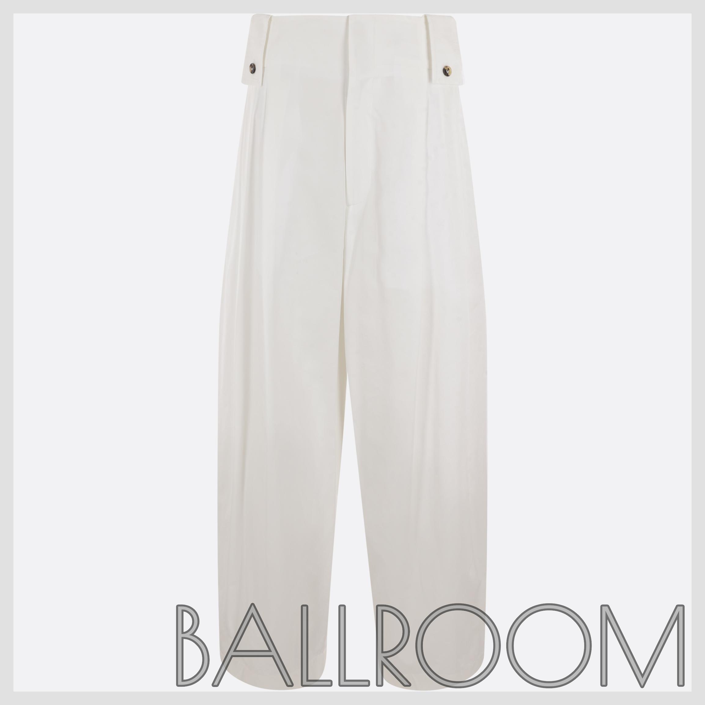 パンツ BOTTEGA VENETA COTTON BLEND WIDE LEG PANTS WITH INSIGNAS