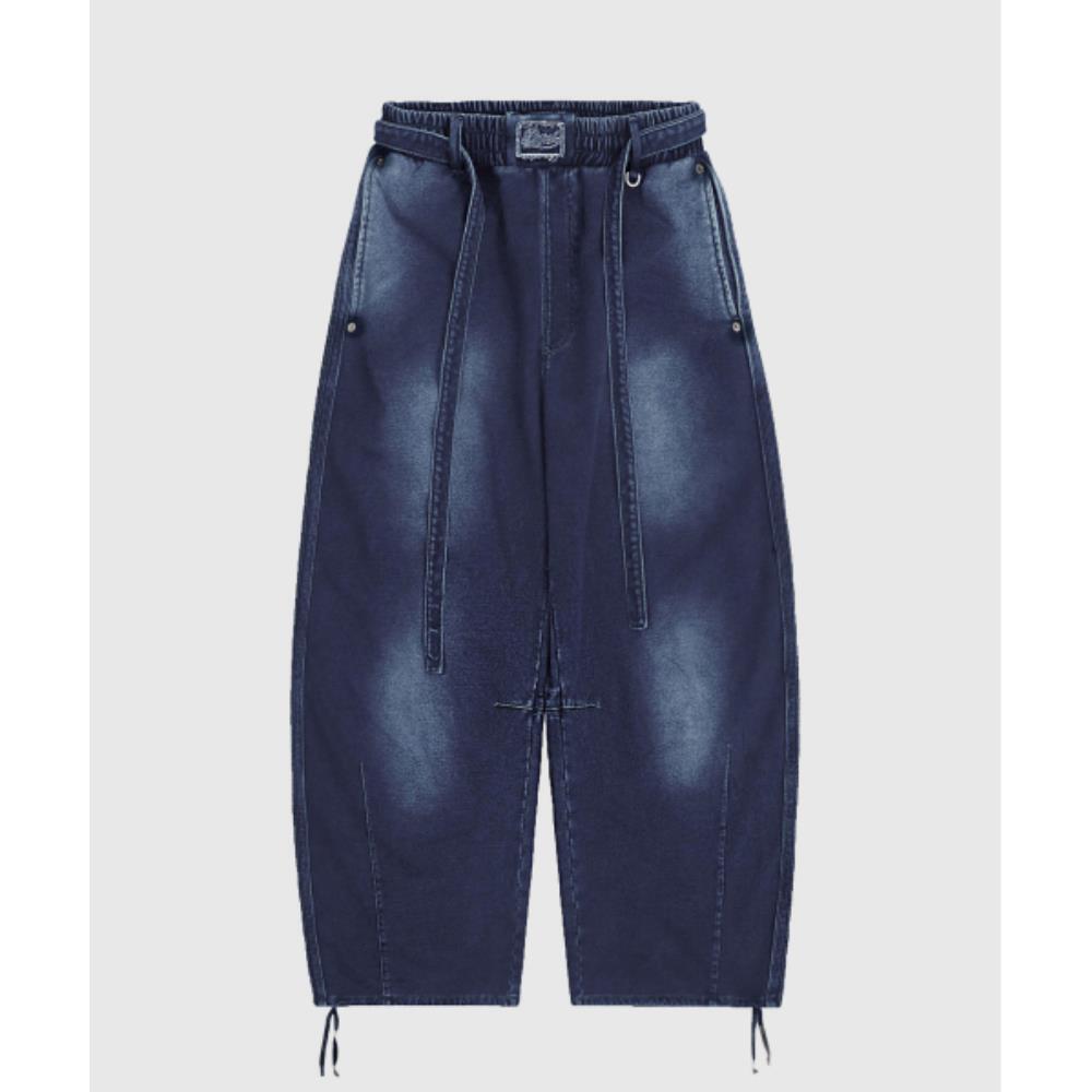 ◆BADBLOOD◆ Billy Washed Denim Sweatpants Blue w-pts24-088