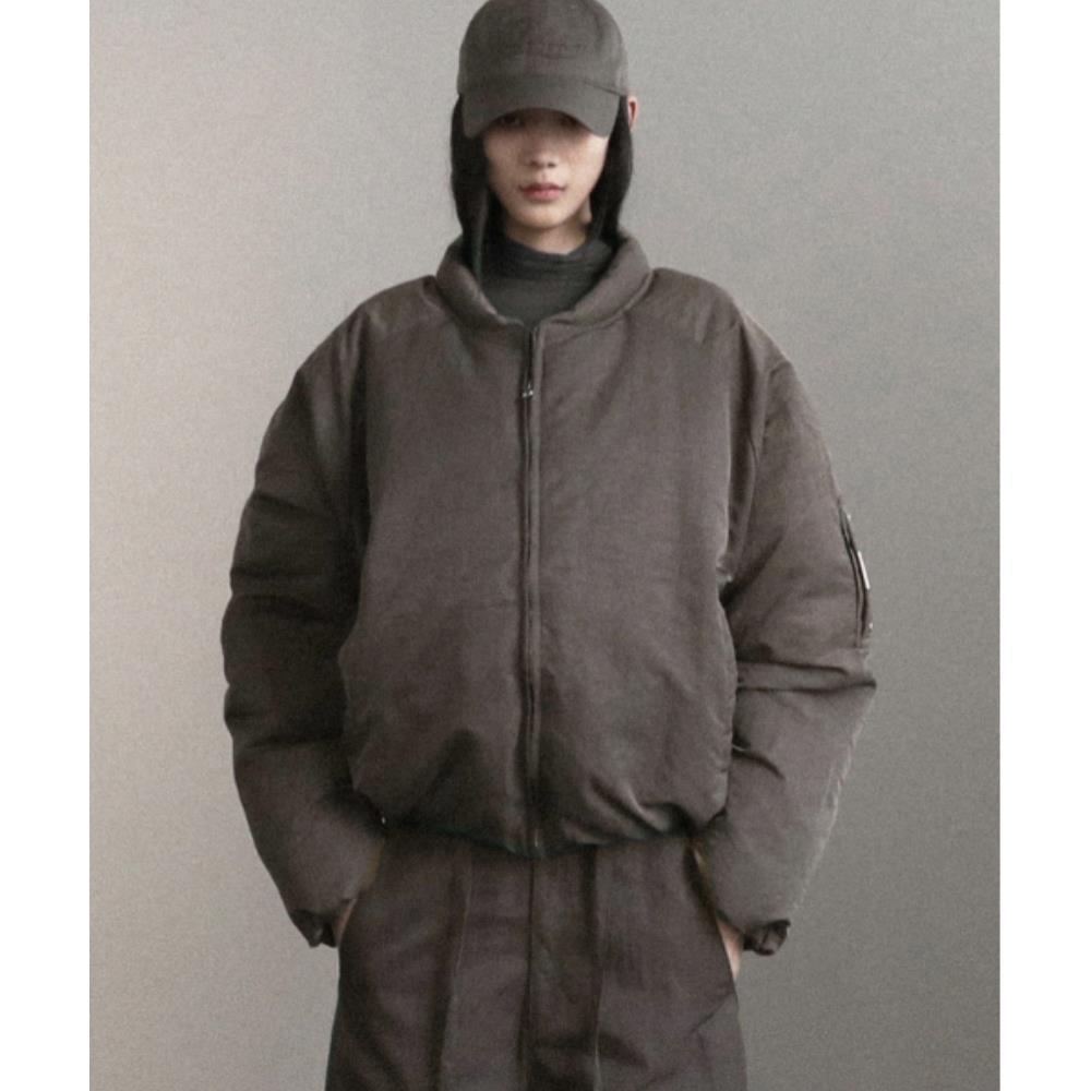 ◆BADBLOOD◆ BS Nylon Puffer MA1 Jacket Tobacco w-jkt24-044