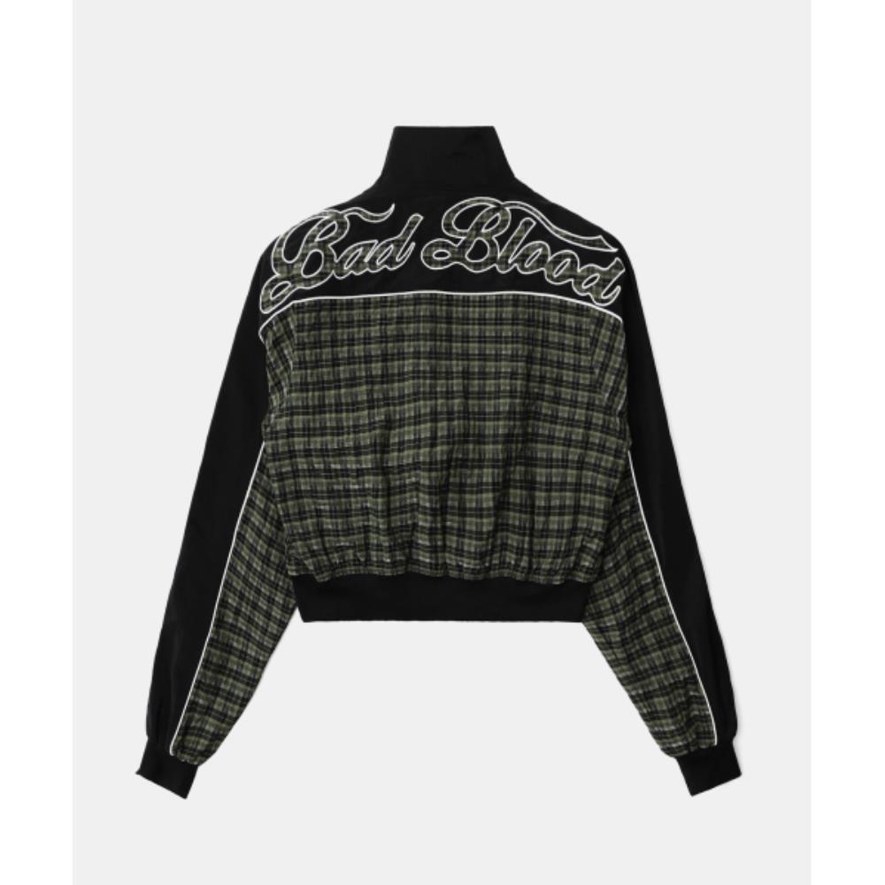 ◆BADBLOOD◆ Contrast check track jacket green w-jkt25-011