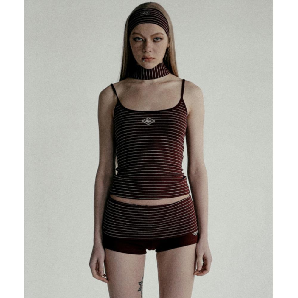◆BADBLOOD◆ Beyond Soft String Tank Stripe Wine w-tnk25-001