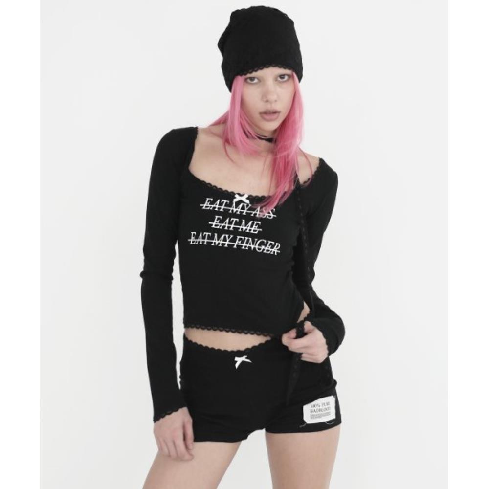 ◆BADBLOOD◆ Eat Me Long Sleeve Black w-tee23-090