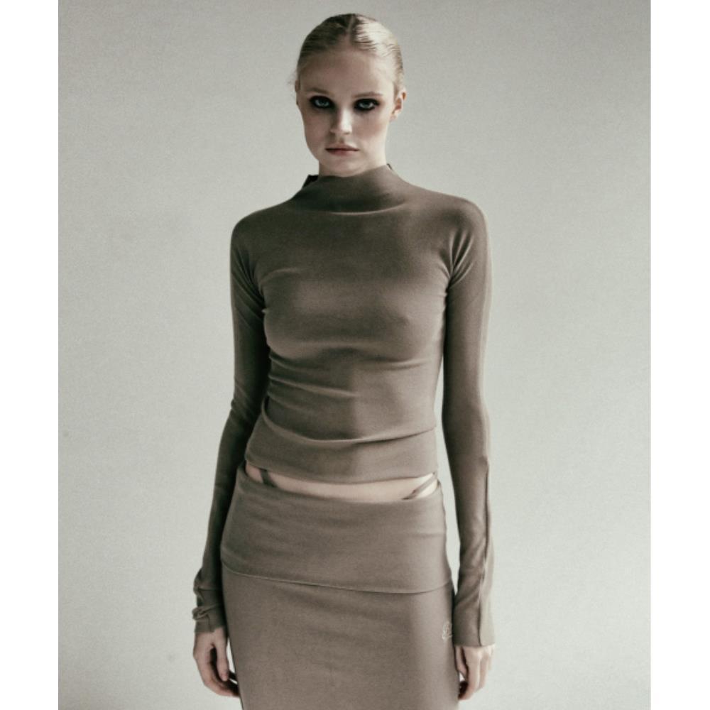 ◆BADBLOOD◆ Beyond Soft Mockneck Long Sleeve Tobacco w-tee2