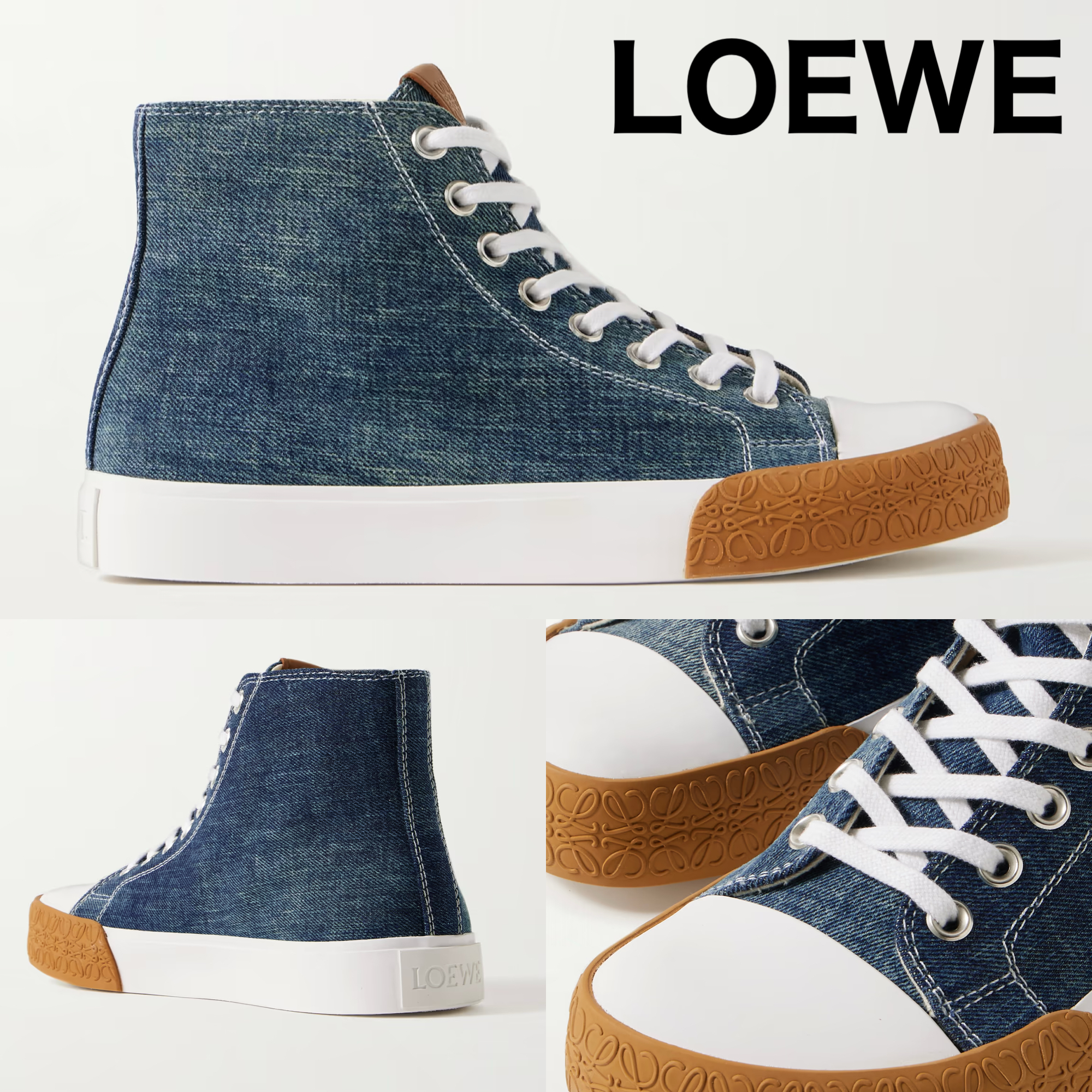 LOEWE♡ + Paula's Ibiza Blocデニム ハイカットスニーカー