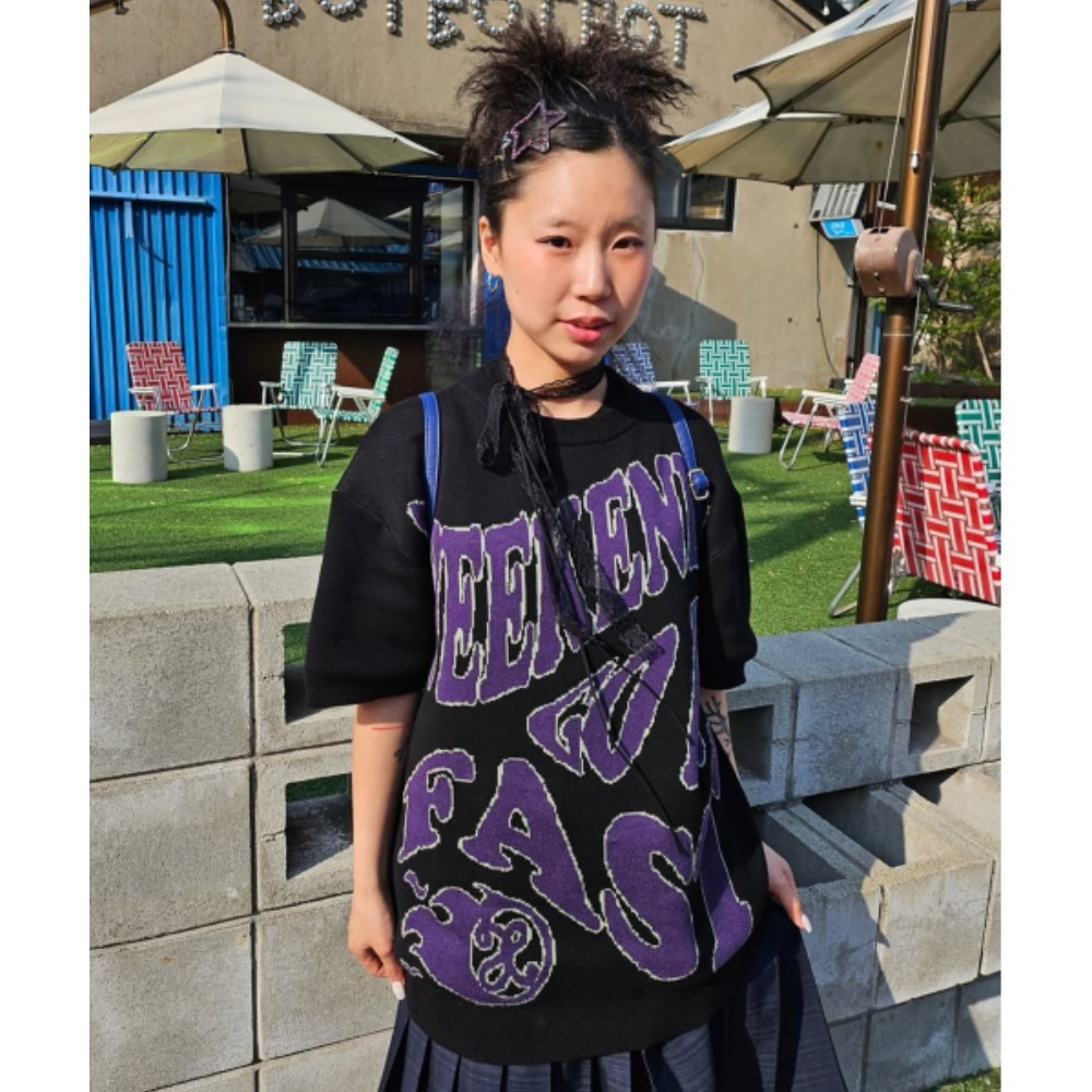 ★XTONZ★ XTK148 WEEKEND ROUND HALF SLEEVE KNIT BLACK