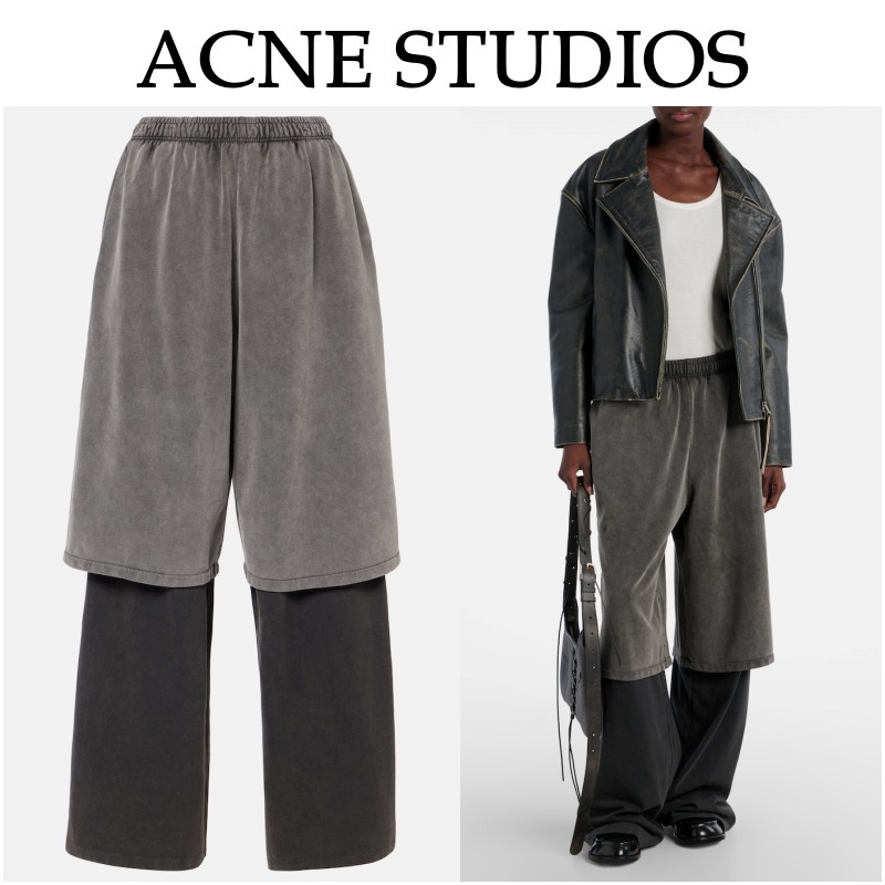 【Acne Studios】レイヤードコットンフリーススウェットパンツ