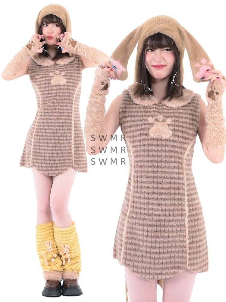 ワンピース Hashtag DDD Striped Sleeveless Petal Dress Sleeves