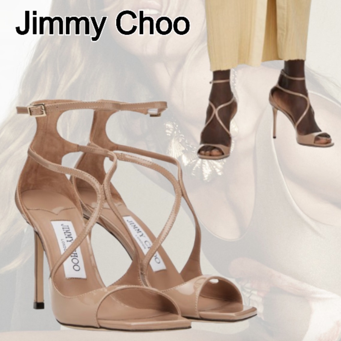 【JIMMY CHOO】ピンク Azia 95 ヒールサンダル