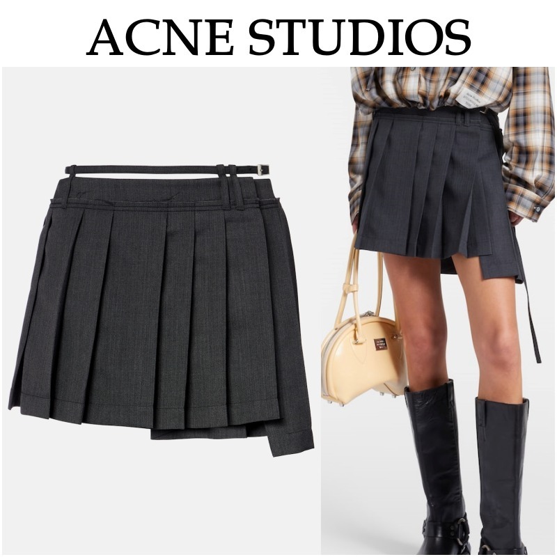 【Acne Studios】アシンメトリープリーツミニスカート