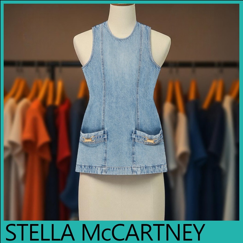 ★STELLA McCARTNEY直営店★バックル装飾ノースリーブミニドレス