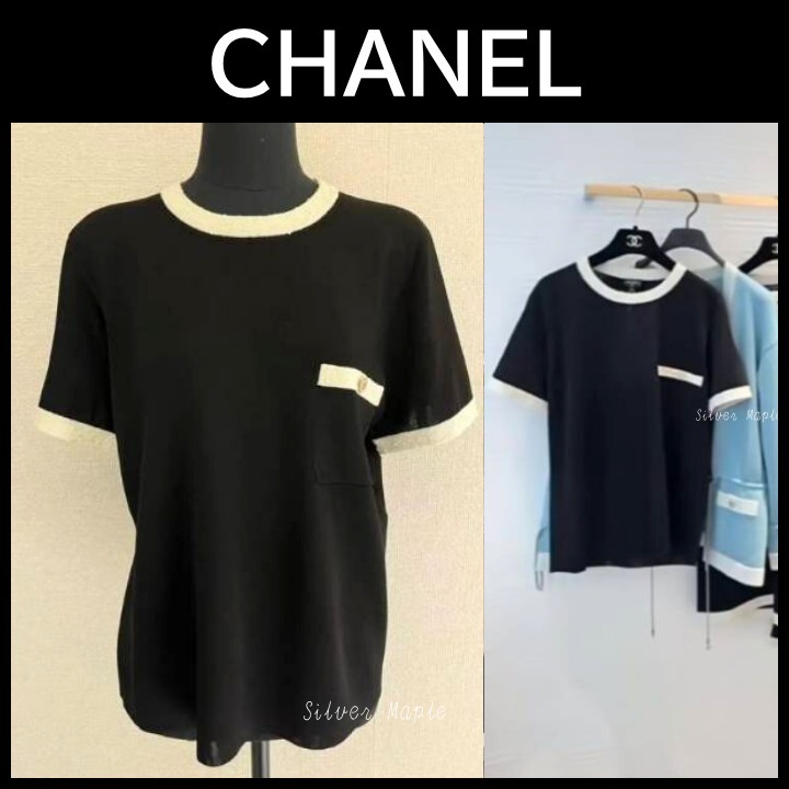 【シンプルでお洒落♪】CHANEL バイカラー 半袖 トップス 25A