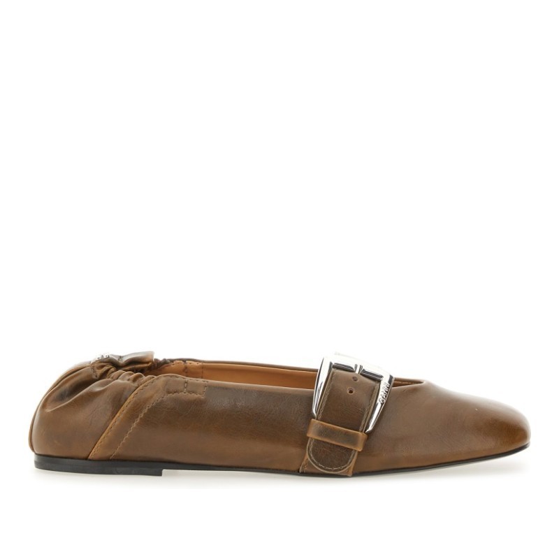 フラットシューズ Ganni FW25 BALLERINA WITH BUCKLE STRAP (S3118 826)