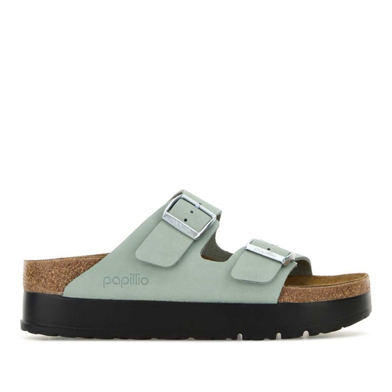 サンダル・ミュール BIRKENSTOCK Mint green leather Arizona slippers