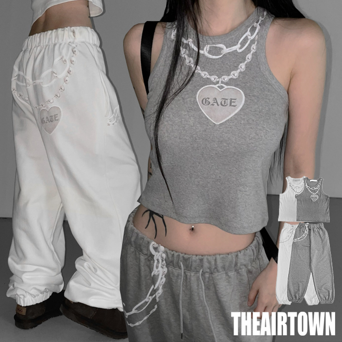 【THEAIRTOWN】Heart Chain Jogger pants Training Set up